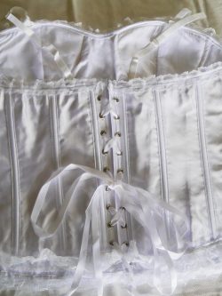white satin & lace bridal corset,