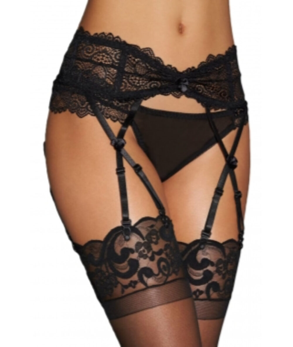 beautiful black & red lace suspender belt