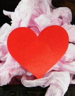 red satin heart pasties