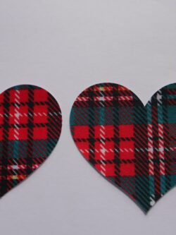 P1300691 Scottish Red Plaid Heart Stick On Heart Pasties o/s