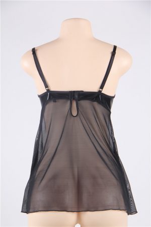 Black Voile & leather Babydoll