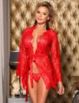 seductive red lace robe