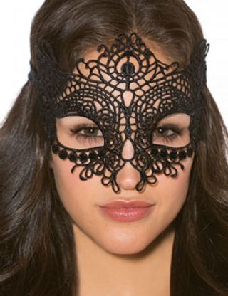 LACE EYE MASK WITH SATIN RIBBON TIES BLACK OR RED 