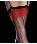 Fiore Anais Black & Red Zig Zag stockings