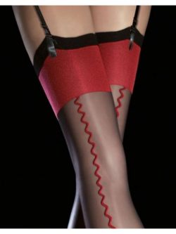 Fiore Anais Black & Red Zig Zag stockings