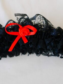 black garterwith red rose & bow