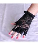 black lace fingerless gloves